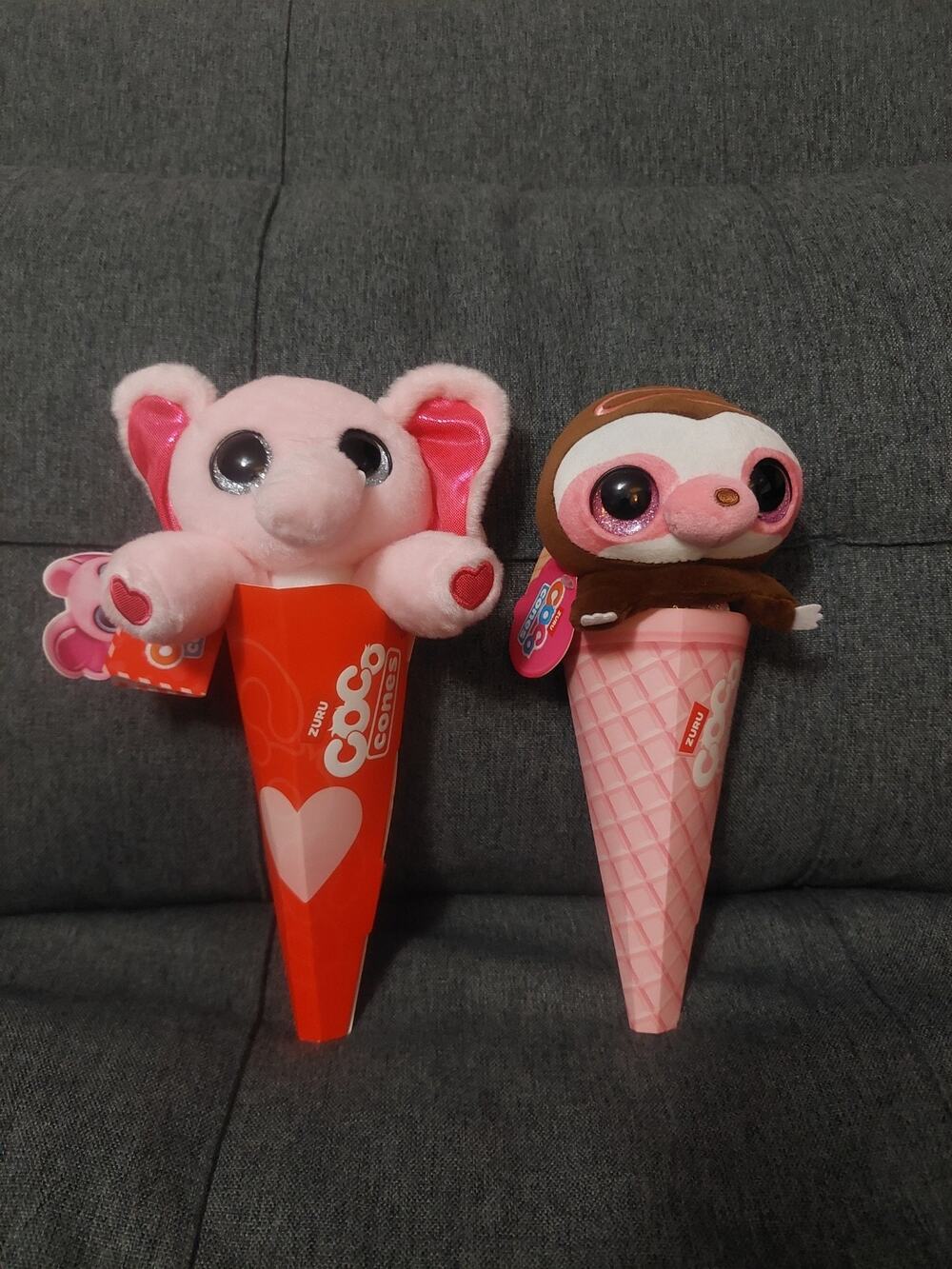 ZURU Coco Cones Sweets Lola & Summer Stuffed Animals Monkey And Elephant New